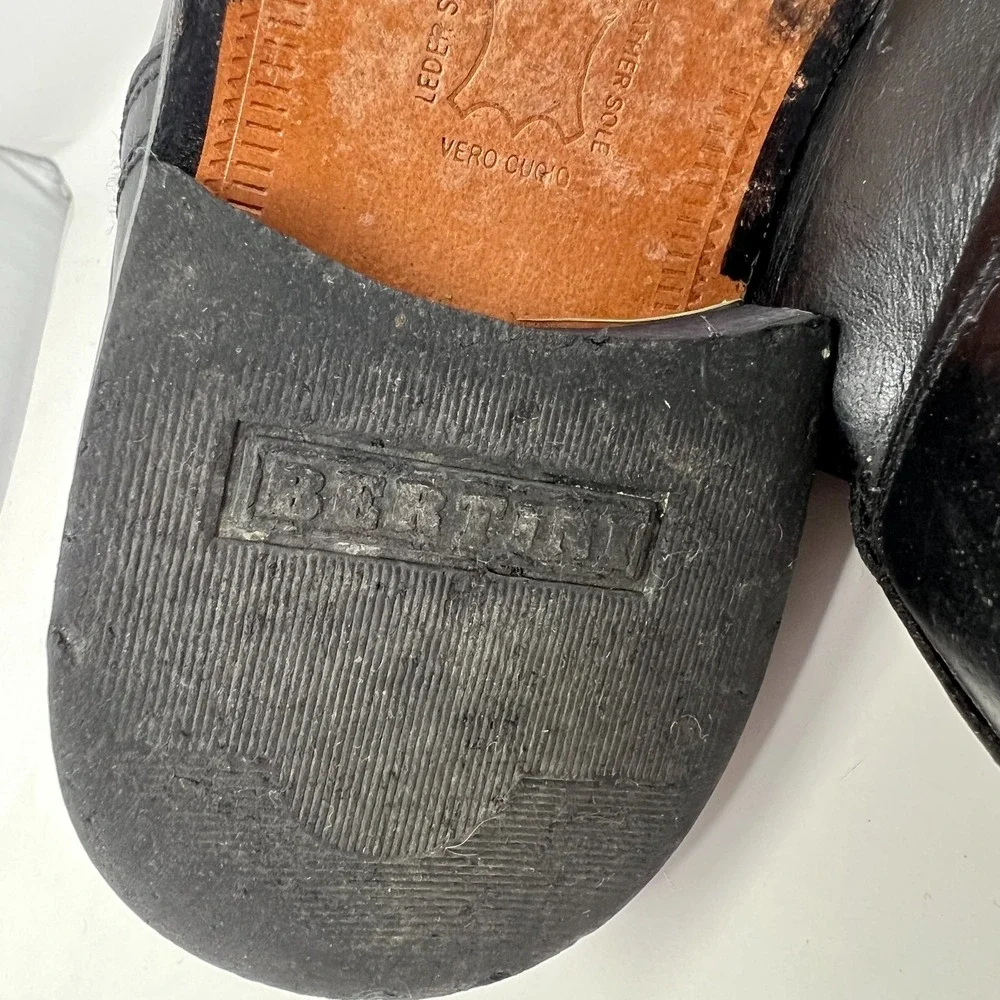 Bertini Men's Black Leather Boots Square‎ Toe Size 9-1/2 #00226